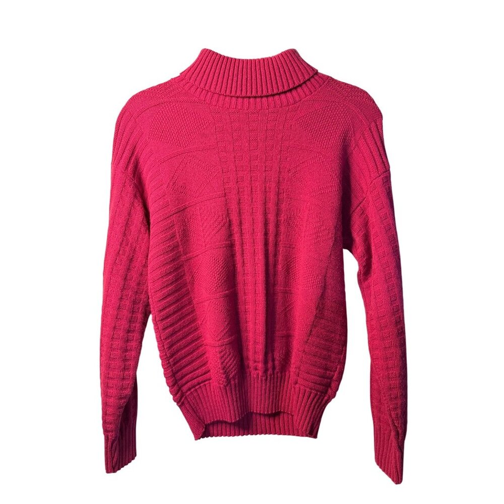 VTG Kenneth Too Womens Ribbed Turtleneck Cozy Sweater Pink Barbiecore Winterwear